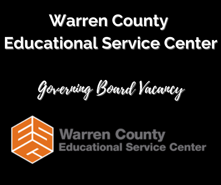 black background with warren county esc logo on top - governing board vacancy